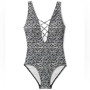 Tory Burch Black and White One Piece Swimsuit